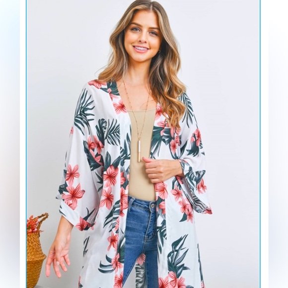 Bohemian Chic Floral Kimono Wrsp With Sleeves One Size S-2X - Picture 7 of 8
